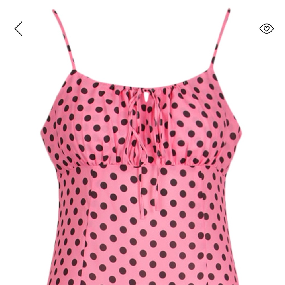 Boohoo Pink Polka Dot tie front with slit Sz4